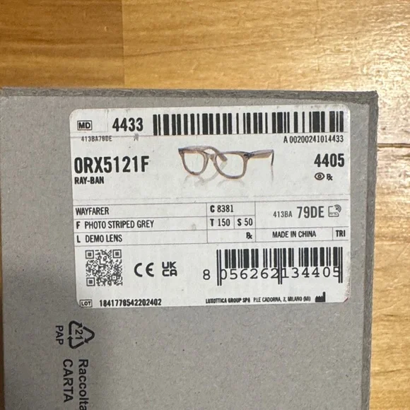 Ray-Ban Wayfarer Photo Striped Grey Glasses orx5121f - Picture 4 of 8